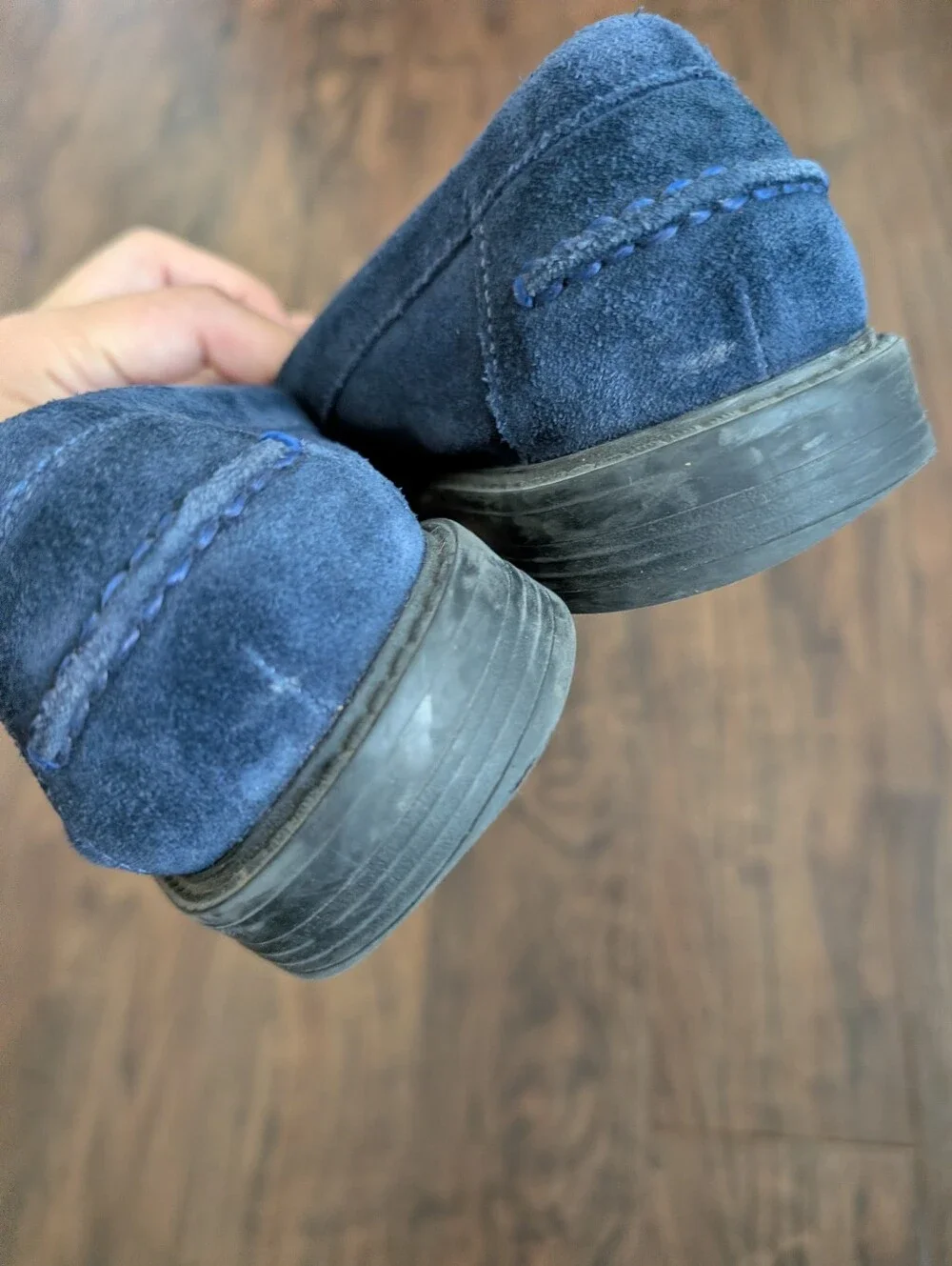 Cole Haan Pinch 8.5 Men's Dark Blue Suede Penny Loafers Slipon Rubber Sole